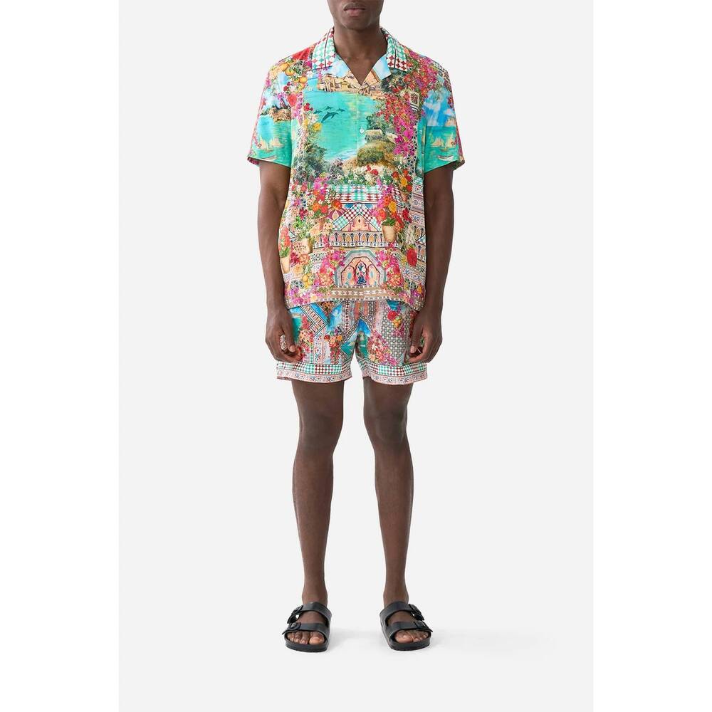NEW CAMILLA short sleeve camp collared shirt in meet me in mallorca